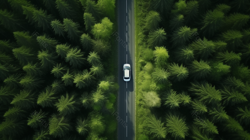 航拍茂密树林穿梭公路的汽车,高清,摄影图,摄影图片,图片大全,摄影图免费下载